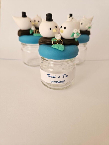 10 Lembrancinhas de Casamento Pombinhos Potinhos Personaliza