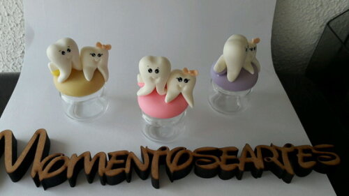 10 Potinho de Vidro Lembrancinha Dentinhos Biscuit