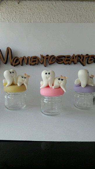 10 Potinho de Vidro Lembrancinha Dentinhos Biscuit