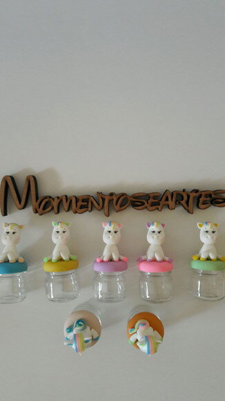10 Potinho de Vidro Lembrancinha Unicornio Biscuit