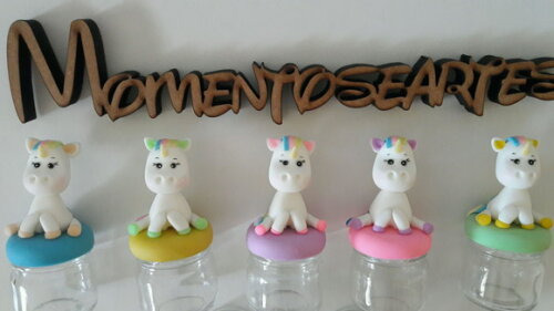 10 Potinho de Vidro Lembrancinha Unicornio Biscuit