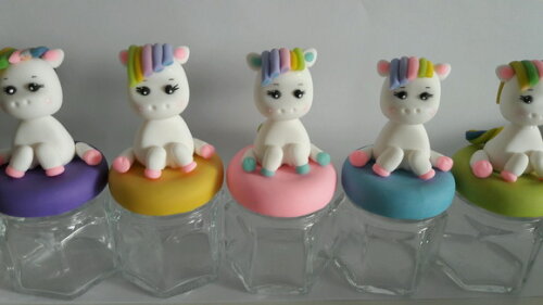 10 Potinho de Vidro Lembrancinha Unicornio Biscuit