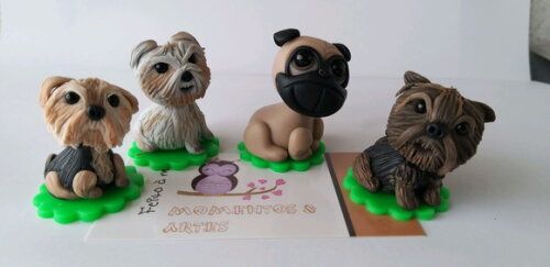 Aplique cachorrinhos em biscuit