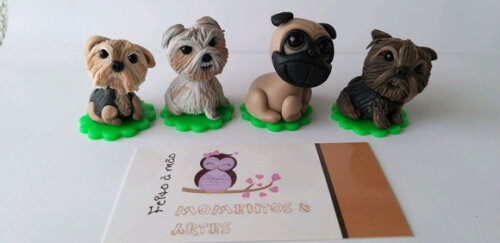 Aplique cachorrinhos em biscuit