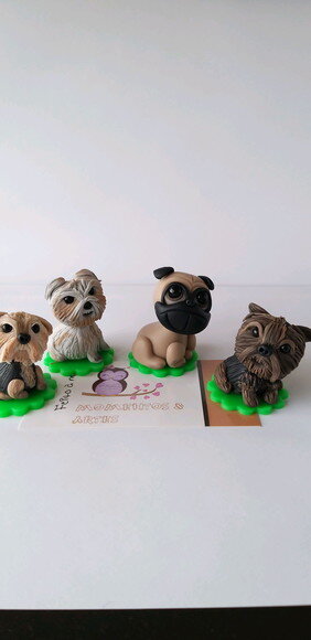 Aplique cachorrinhos em biscuit