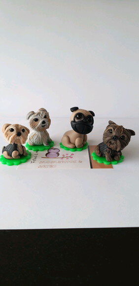 Aplique cachorrinhos em biscuit