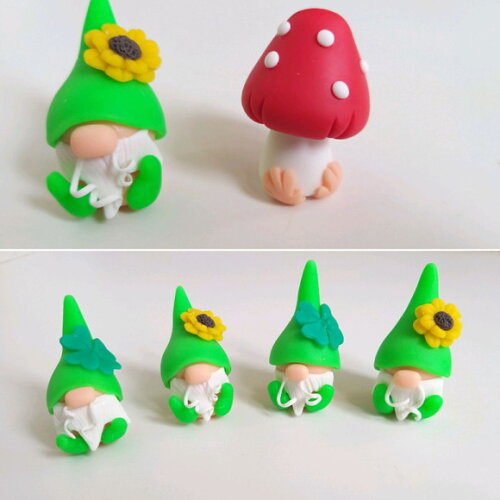 Apliques duendes e gnomos jardim encantado biscuit