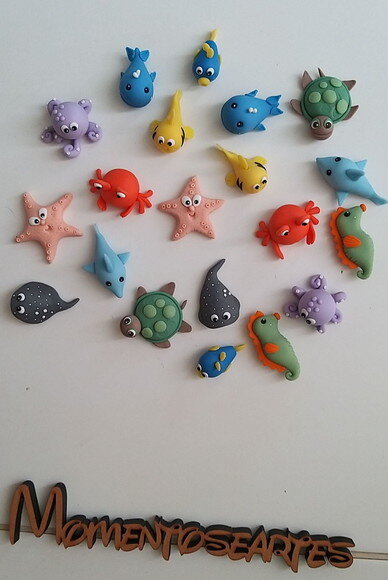 Apliques Fundo do Mar Biscuit para Lembrancinhas e Decoração