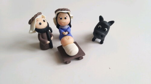 Apliques Para Presépio José, Maria,bebê Jesus E Jumentinho