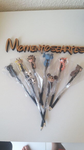 Kit 15 Lápis Lembrancinha Safari Biscuit