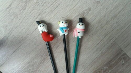 Lapis com ponteiras de natal bonecos de neve