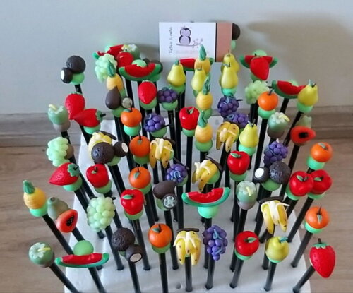 Lápis com Ponteiras Frutas Biscuit