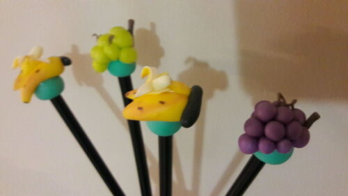 Lápis com Ponteiras Frutas Biscuit