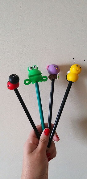 Lápis com Ponteiras Jardim Biscuit Lembrancinhas