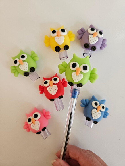 Ponteiras para Caneta Bic Corujinhas em Biscuit