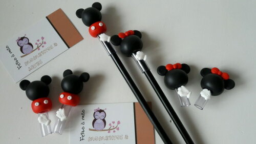 Ponteiras Lembrancinhas Minie e Mickey para Caneta Bic