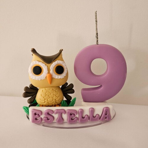 Topo com Vela Corujinha Biscuit