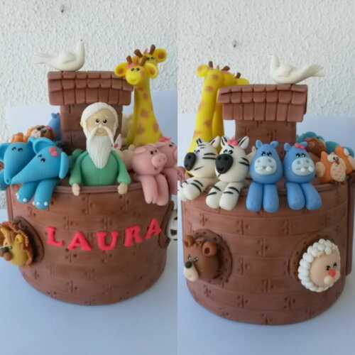 Topo de Bolo a Arca de Noe e Seus Animais