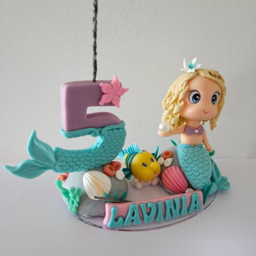 Topo de Bolo Aniversario Sereia Ariel