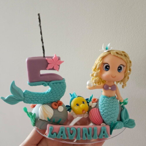 Topo de Bolo Aniversario Sereia Ariel