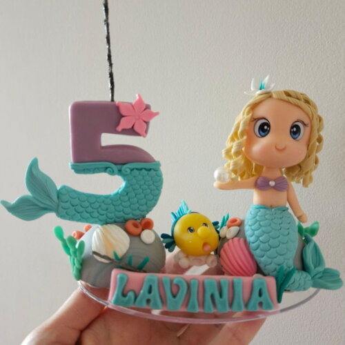Topo de Bolo Aniversario Sereia Ariel