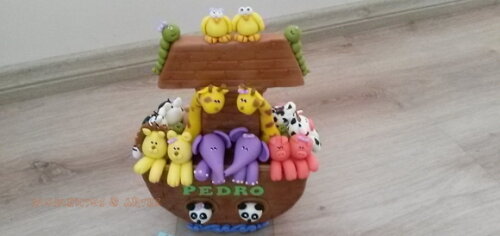 Topo de Bolo Arca de Noé Animais