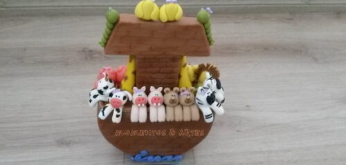 Topo de Bolo Arca de Noé e Animais