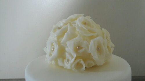 Topo de bolo buque de rosas biscuit