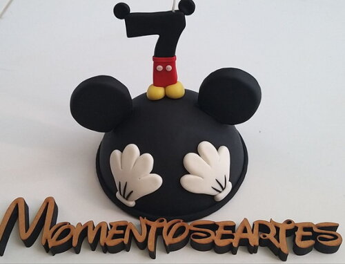 Topo de Bolo Cabeça Mickey com Vela
