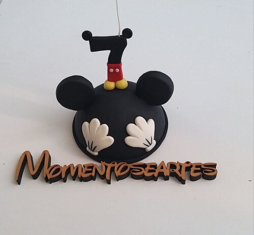 Topo de Bolo Cabeça Mickey com Vela