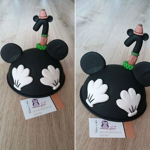 Topo de Bolo Cabeça Mickey com Vela