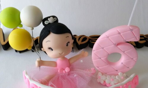 Topo de Bolo com Vela Bailarina Personalizada