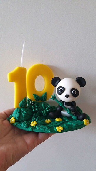 Topo de Bolo com Vela Panda