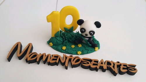 Topo de Bolo com Vela Panda