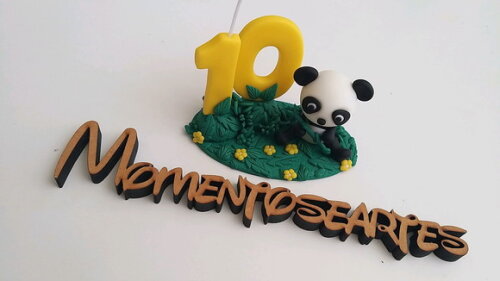 Topo de Bolo com Vela Panda