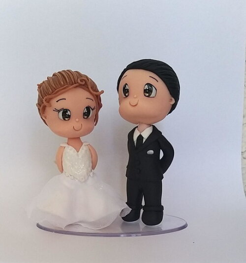 Topo de Bolo Noivinhos Casamento Biscuit