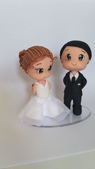Topo de Bolo Noivinhos Casamento Biscuit