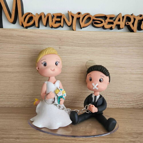 Topo de Bolo Noivinhos Corrente