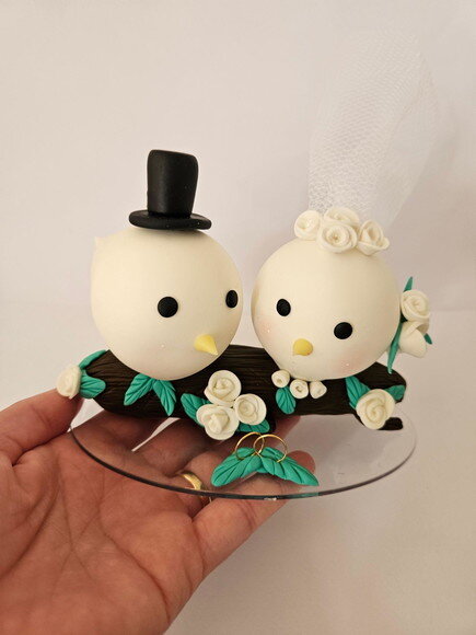 Topo de Bolo Pombinhos Casamento