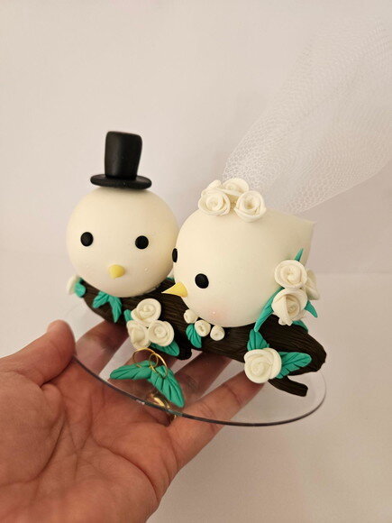 Topo de Bolo Pombinhos Casamento