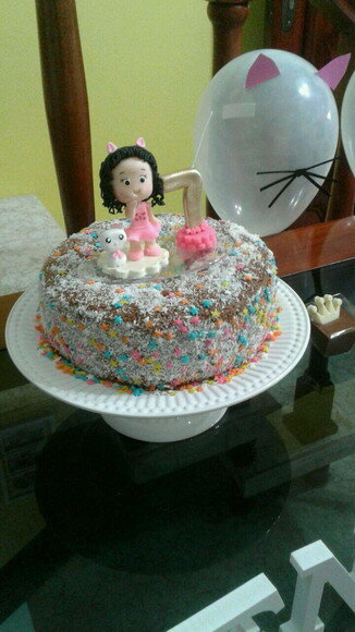 Topo de Bolo Princesa Gatinha com Gatinho Biscuit