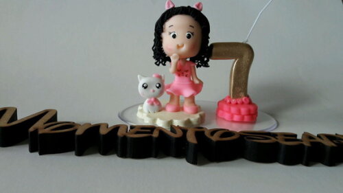 Topo de Bolo Princesa Gatinha com Gatinho Biscuit