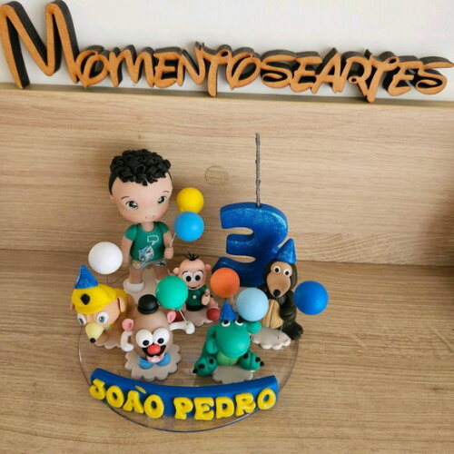 Topo de Bolo Vela Brinquedos Favoritos Biscuit