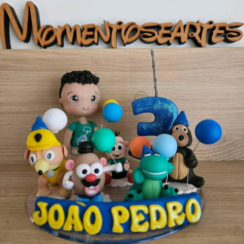Topo de Bolo Vela Brinquedos Favoritos Biscuit