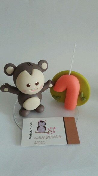 Topo de bolo vela macaco