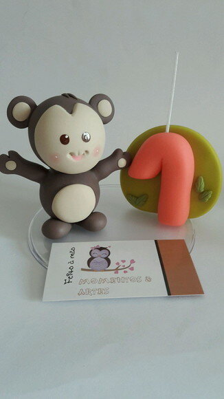 Topo de bolo vela macaco