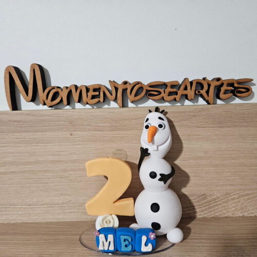 Topo de Bolo Vela Olaf Frozen Biscuit