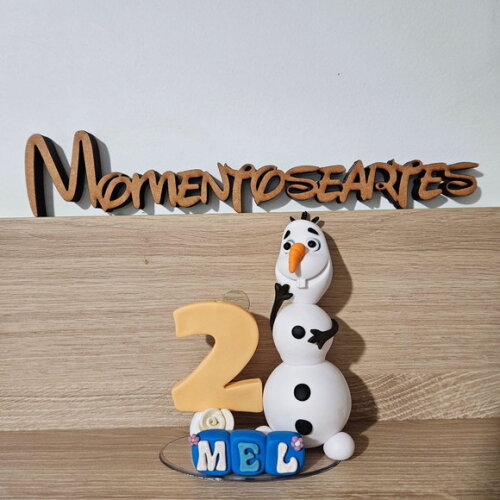 Topo de Bolo Vela Olaf Frozen Biscuit