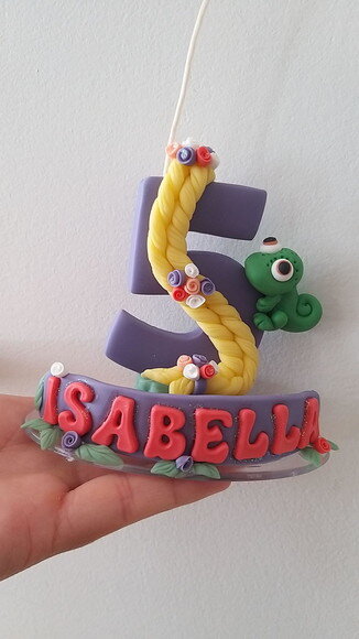 Topo de Bolo Vela Rapunzel