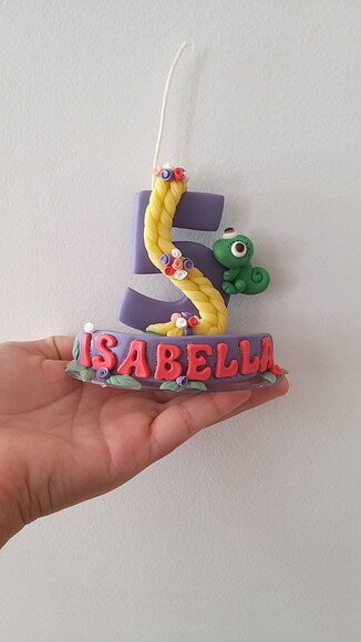 Topo de Bolo Vela Rapunzel